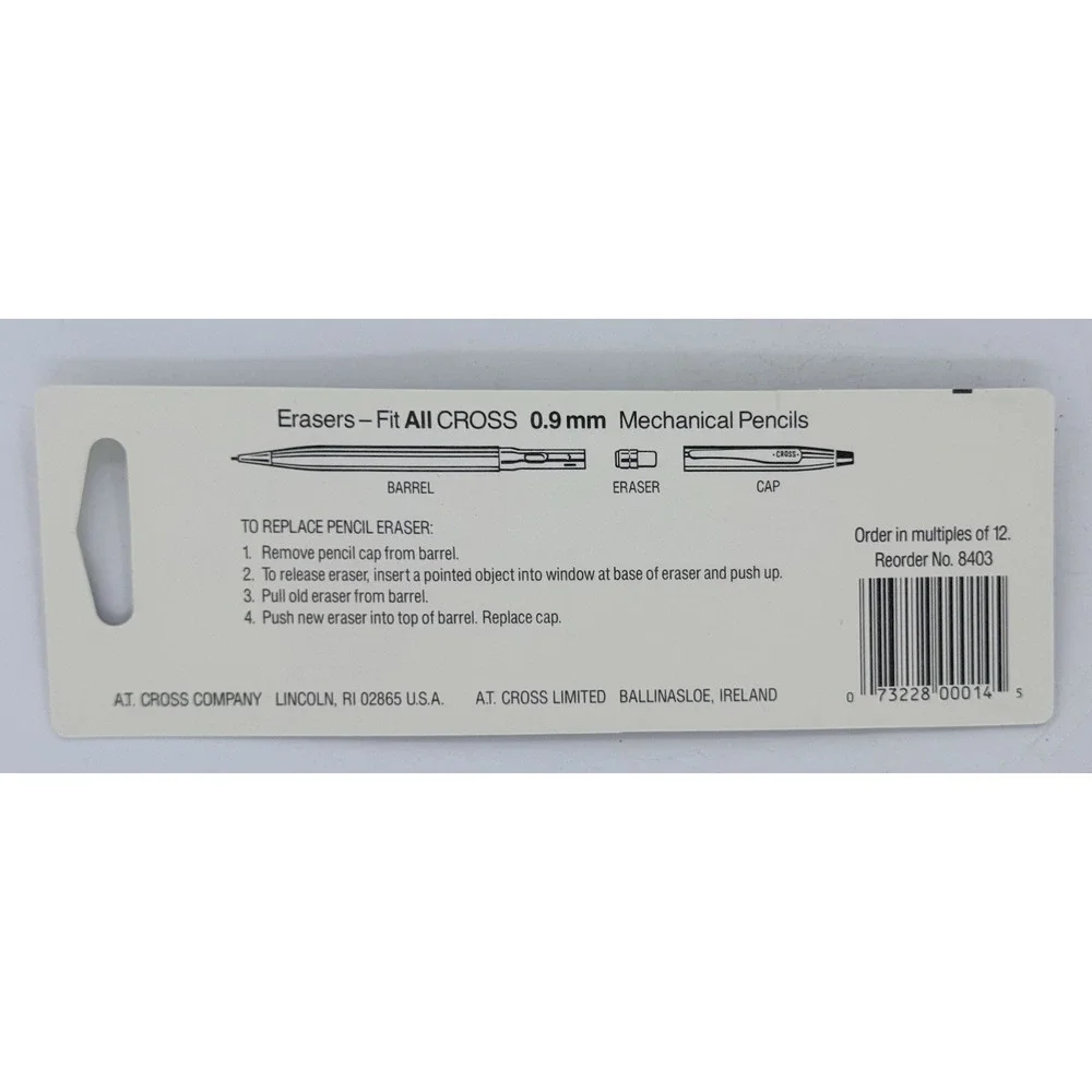 Cross A.T. Cross Co. Genuine Cross 0.9 Pencil Eraser‎ Refill #8403 New NOS NIP